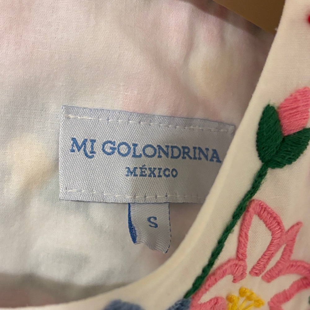 Mi Golondrina White Dress with Floral Embroidery - Picture 2 of 6
